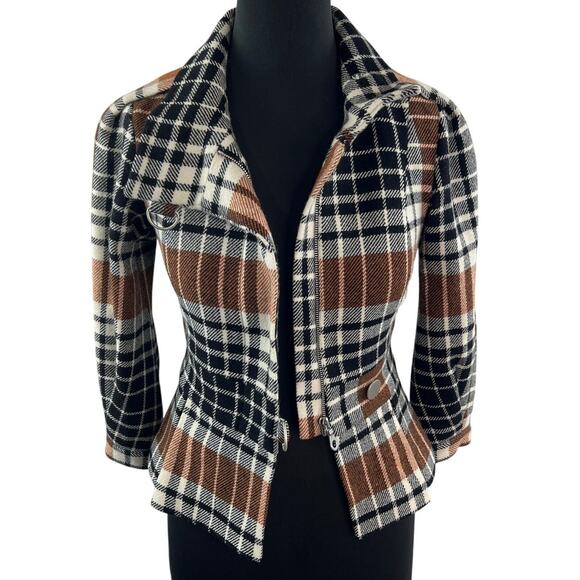 L.A.M.B Jackets & Blazers - Y2K L.A.M.B 2007 Stefani Jacket Wool Plaid Collar Long Sleeve Ruffle Hem Size 0